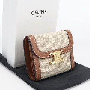 Celine Small Flap Wallet Triomphe Trifold Textile